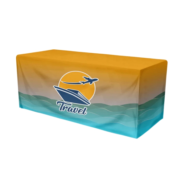 8' Fitted Open-Back Full-Color Table Throw