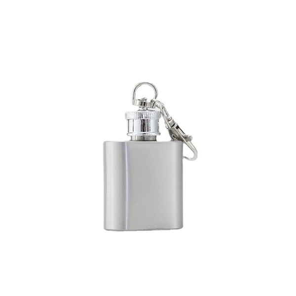 Mini Stainless-Steel Flask with Keychain 1 Oz - Mini Stainless-Steel Flask with Keychain 1 Oz - Image 1 of 1