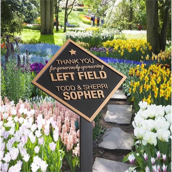 Garden Solid Bronze Sign on a Stake (8" x 8") - Garden Solid Bronze Sign on a Stake (8" x 8") - Image 3 of 8