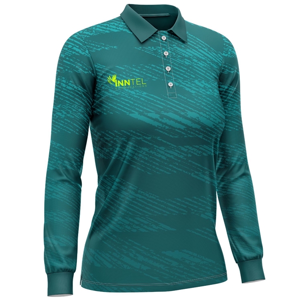 Women's 160 GSM Brushed Milk Silk Sublimation Polo Shirt - Women's 160 GSM Brushed Milk Silk Sublimation Polo Shirt - Image 1 of 5