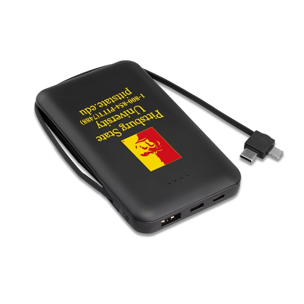 Drum 5000mAh Power Bank with Built-in Cable - Drum 5000mAh Power Bank with Built-in Cable - Image 0 of 8