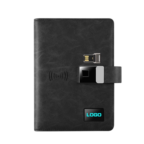 Fingerprint Lock Diary with Wireless Power Bank $ USB Drive - Fingerprint Lock Diary with Wireless Power Bank $ USB Drive - Image 0 of 4