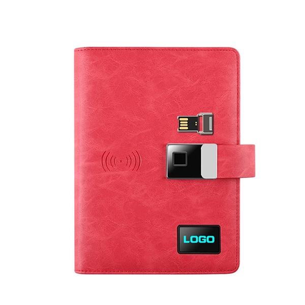Fingerprint Lock Diary with Wireless Power Bank $ USB Drive - Fingerprint Lock Diary with Wireless Power Bank $ USB Drive - Image 1 of 4