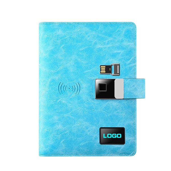 Fingerprint Lock Diary with Wireless Power Bank $ USB Drive - Fingerprint Lock Diary with Wireless Power Bank $ USB Drive - Image 2 of 4