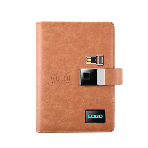 Fingerprint Lock Diary with Wireless Power Bank $ USB Drive - Fingerprint Lock Diary with Wireless Power Bank $ USB Drive - Image 4 of 4