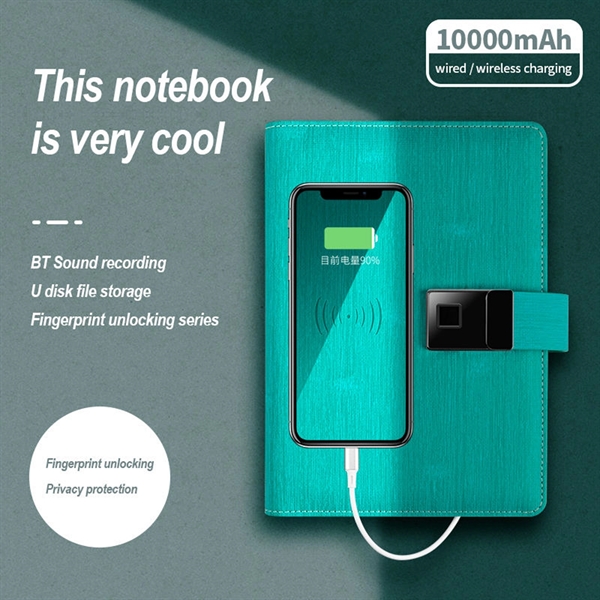 10000 mAh Fingerprint Lock A5 Notebook with 16GB USB Drive - 10000 mAh Fingerprint Lock A5 Notebook with 16GB USB Drive - Image 6 of 9