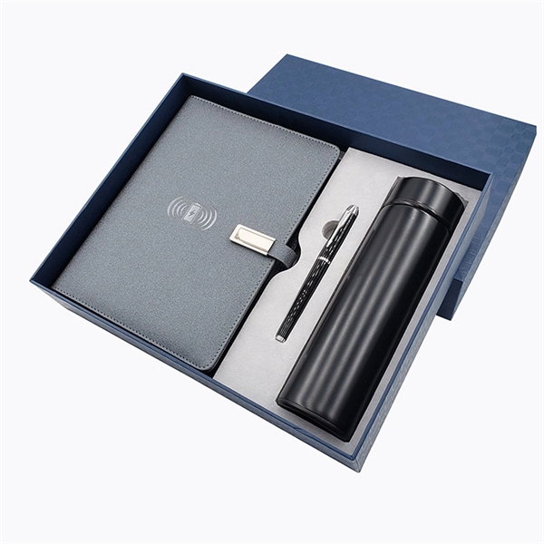 3 in 1 8000 mAh Wireless Power Bank A5 Notebook Gift Set - 3 in 1 8000 mAh Wireless Power Bank A5 Notebook Gift Set - Image 0 of 5