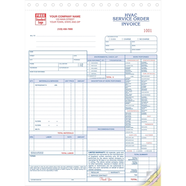 HVAC Service Order / Invoice Forms - HVAC Service Order / Invoice Forms - Image 0 of 0