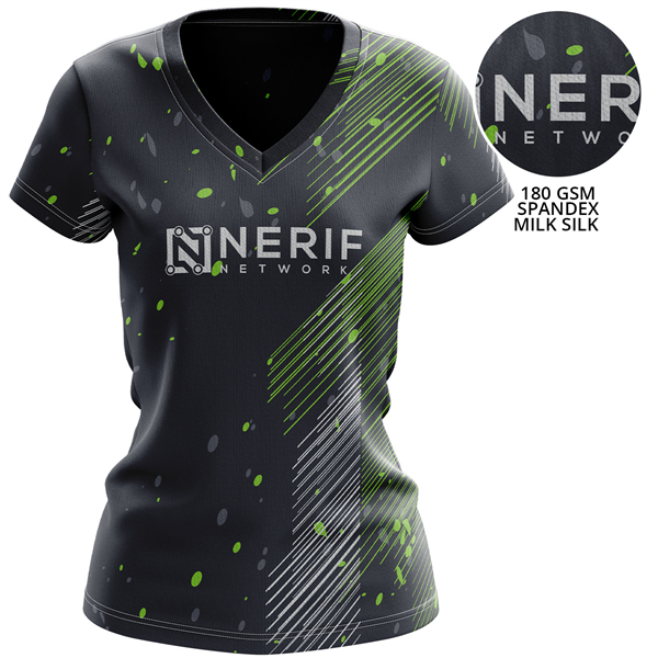 Women's 180 GSM Spandex MilkSilk Short Sleeve V-Neck T-Shirt - Women's 180 GSM Spandex MilkSilk Short Sleeve V-Neck T-Shirt - Image 0 of 1