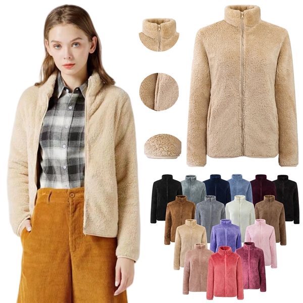 Women's Full Zip Winter Polar Fleece Fuzzy Jacket - Women's Full Zip Winter Polar Fleece Fuzzy Jacket - Image 0 of 18