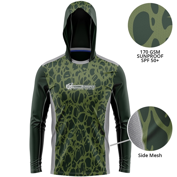 Mesh Fishing Long Sleeve Hoodie T-Shirt 170 GSM Sunproof - Mesh Fishing Long Sleeve Hoodie T-Shirt 170 GSM Sunproof - Image 0 of 1