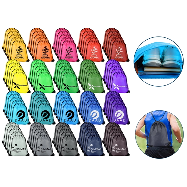 Polyester Drawstring Backpack for Gym Traveling - Polyester Drawstring Backpack for Gym Traveling - Image 0 of 4