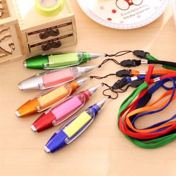 LED Sticky Note Ballpoint Pen With Lanyard - LED Sticky Note Ballpoint Pen With Lanyard - Image 3 of 4