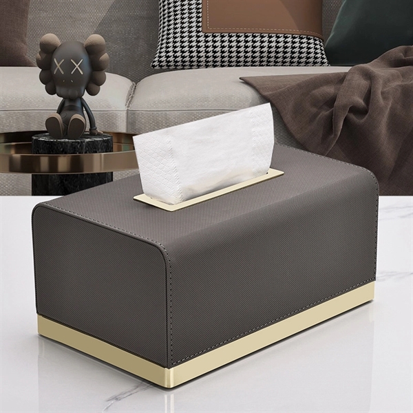 Leather Tissue Box Holder - Leather Tissue Box Holder - Image 3 of 4