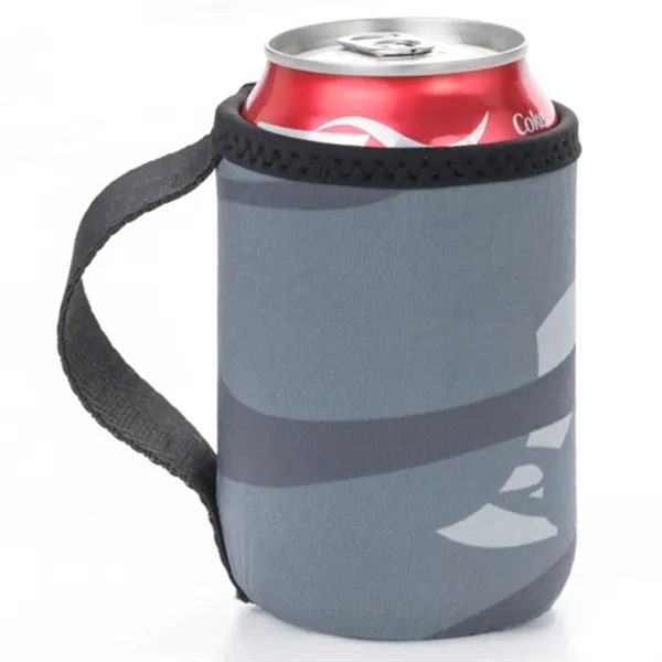 12 Oz. Neoprene collapsible camo Can Cooler w/ Strap Handle - 12 Oz. Neoprene collapsible camo Can Cooler w/ Strap Handle - Image 7 of 12