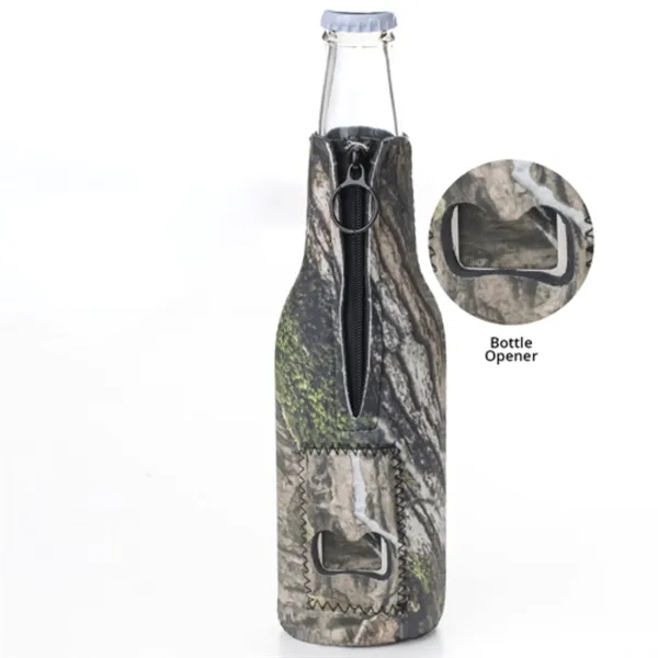 12 Oz. Neoprene collapsible camo Bottle Cooler w/ Opener - 12 Oz. Neoprene collapsible camo Bottle Cooler w/ Opener - Image 3 of 19