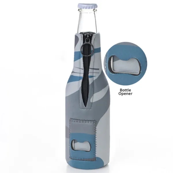 12 Oz. Neoprene collapsible camo Bottle Cooler w/ Opener - 12 Oz. Neoprene collapsible camo Bottle Cooler w/ Opener - Image 4 of 19