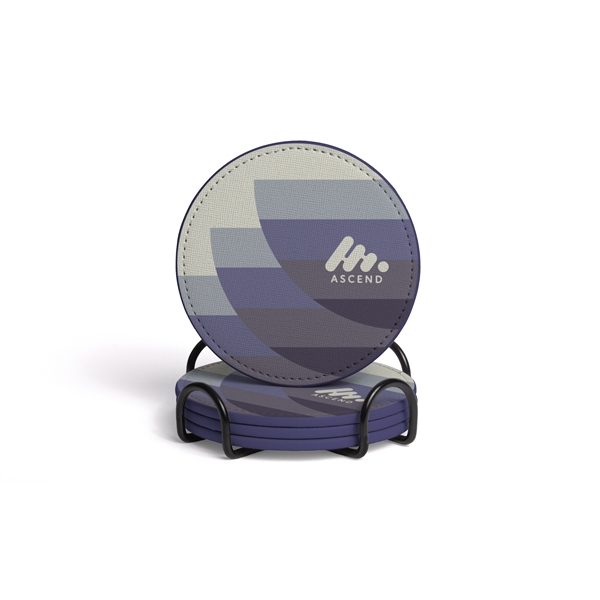 LVL Vegan Leather Coaster Set with Holder - LVL Vegan Leather Coaster Set with Holder - Image 2 of 3