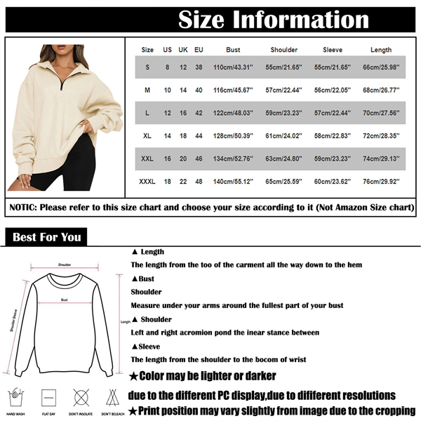 Womens Oversized Half Zip Pullover Long Sleeve Sweatshirt - Womens Oversized Half Zip Pullover Long Sleeve Sweatshirt - Image 3 of 12