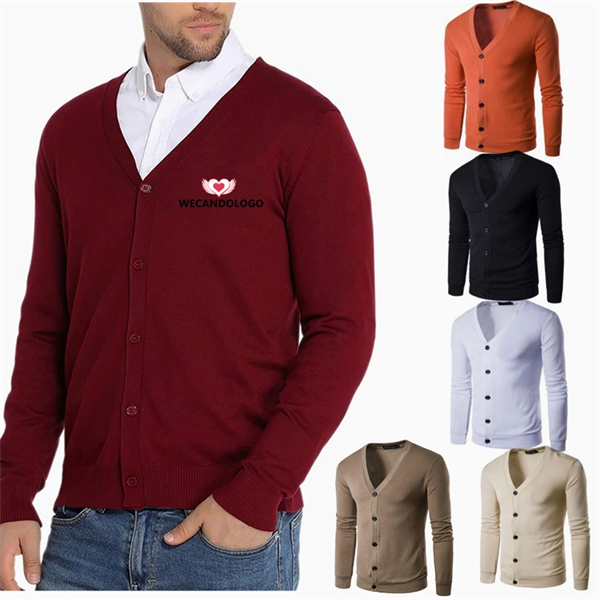 Men's V-Neck Button Cardigan Sweater - Men's V-Neck Button Cardigan Sweater - Image 0 of 1