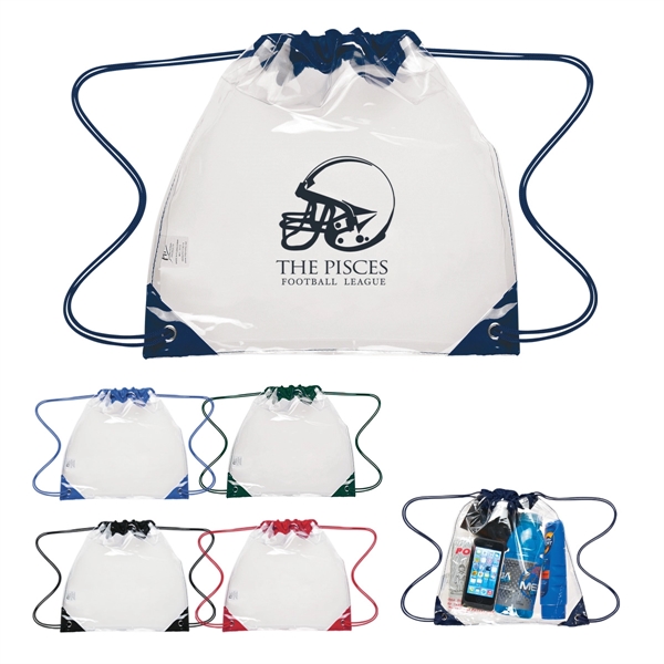 Touchdown Clear Drawstring Backpack - Touchdown Clear Drawstring Backpack - Image 0 of 11