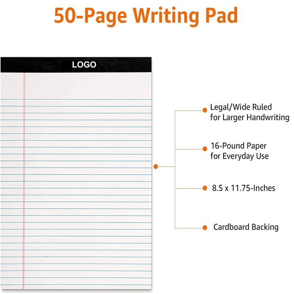Wide Ruled 8.5 x 11.75-Inch Lined Writing Note Pads - Wide Ruled 8.5 x 11.75-Inch Lined Writing Note Pads - Image 2 of 2