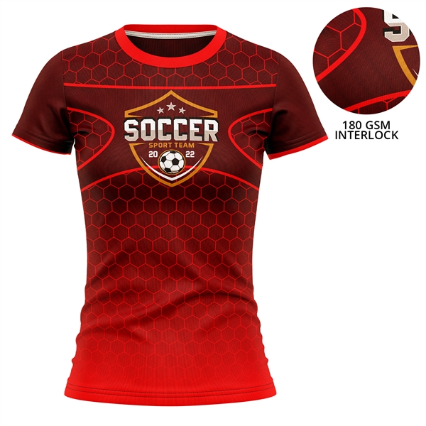 Women's 180 GSM Poly Interlock Short Sleeve T-Shirt - Women's 180 GSM Poly Interlock Short Sleeve T-Shirt - Image 0 of 1