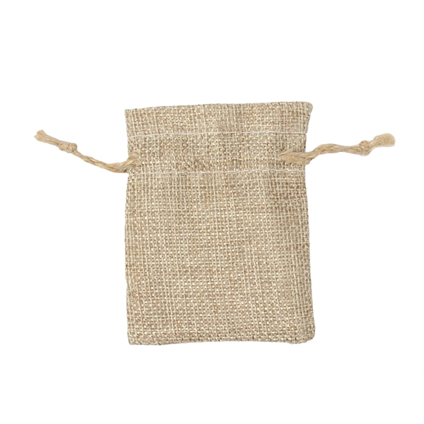 Small Jute Gift Drawstring Bag - Small Jute Gift Drawstring Bag - Image 2 of 2