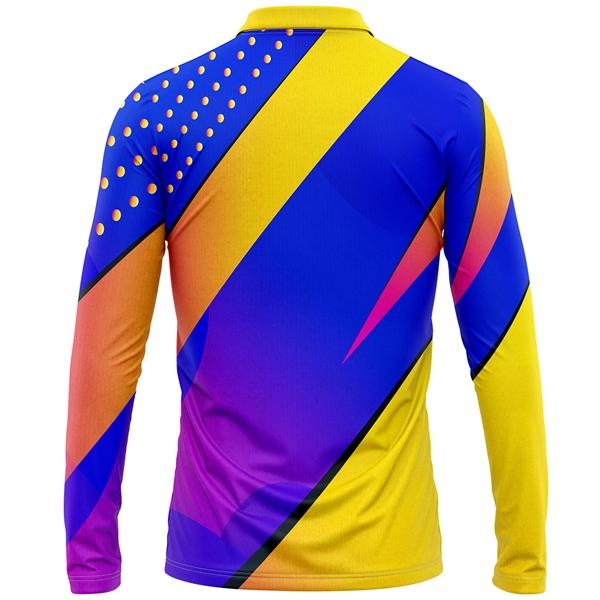 Unisex 180 GSM Jersey Cotton Feel Long Sleeve Polo T-Shirt - Unisex 180 GSM Jersey Cotton Feel Long Sleeve Polo T-Shirt - Image 1 of 5