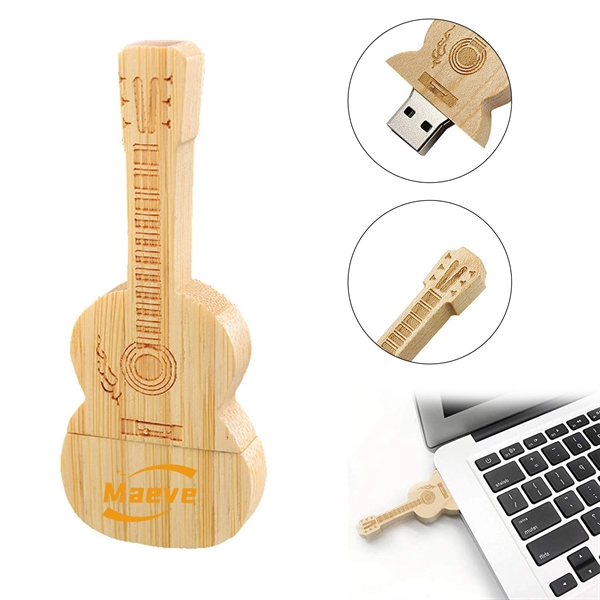 4GB Guitar Shape Wooden USB Flash Drive - 4GB Guitar Shape Wooden USB Flash Drive - Image 0 of 1