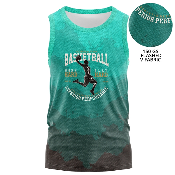 Unisex 150 GSM Poly Interlock Performance Sublimation Tank - Unisex 150 GSM Poly Interlock Performance Sublimation Tank - Image 0 of 3