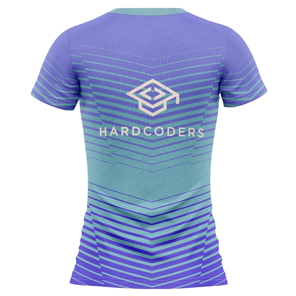 Women's 150 GSM Poly Interlock Short Sleeve V-Neck T-Shirt - Women's 150 GSM Poly Interlock Short Sleeve V-Neck T-Shirt - Image 1 of 3