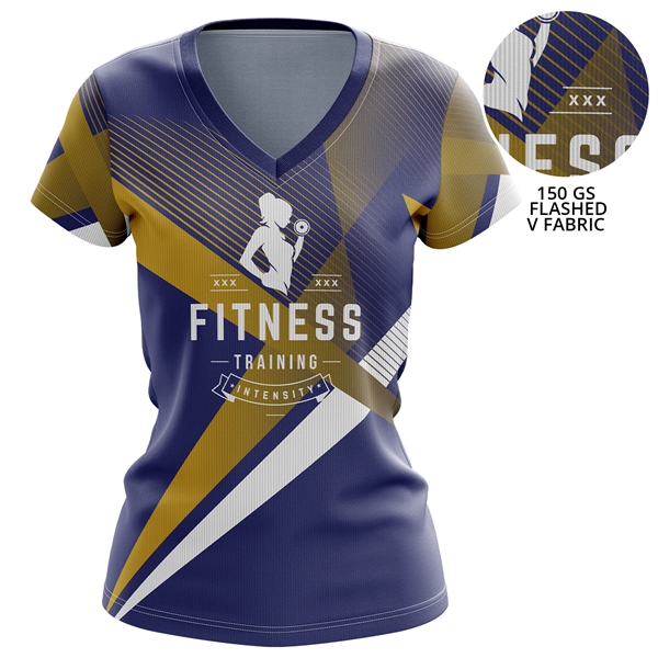 Women's 150 GSM Flashed V Fabric Short Sleeve V-Neck T-Shirt - Women's 150 GSM Flashed V Fabric Short Sleeve V-Neck T-Shirt - Image 0 of 3