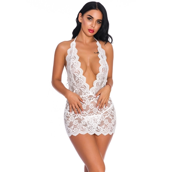 Women Sexy Lingerie Teddy One Piece Lace Halter Babydoll Bod - Women Sexy Lingerie Teddy One Piece Lace Halter Babydoll Bod - Image 2 of 5