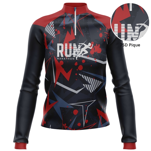 Women's 75D Pique Sublimation Quarter Zipper Turtleneck - Women's 75D Pique Sublimation Quarter Zipper Turtleneck - Image 0 of 1
