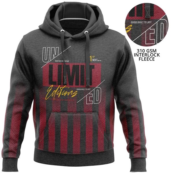 Unisex 310 GSM Interlock Fleece Sublimation Pullover Hoodies - Unisex 310 GSM Interlock Fleece Sublimation Pullover Hoodies - Image 0 of 4