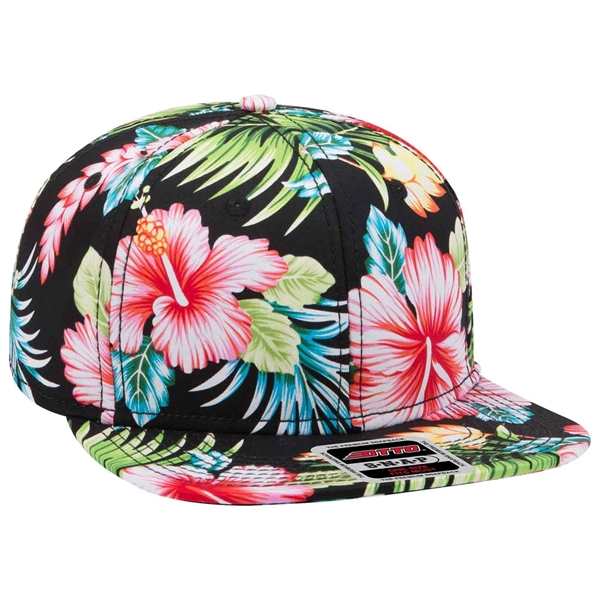 Otto 6 Panel Mid Pro Snapback Tropical Hat, Hawaiian Pattern - Otto 6 Panel Mid Pro Snapback Tropical Hat, Hawaiian Pattern - Image 2 of 2