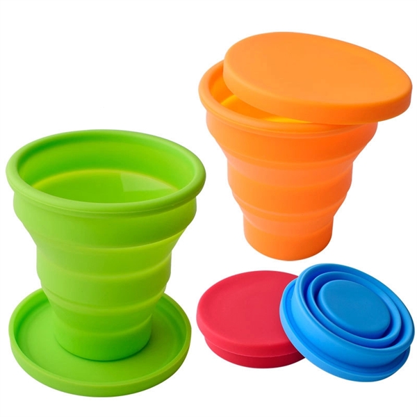 6" Silicone Collapsible Water Cup with Lid - 6" Silicone Collapsible Water Cup with Lid - Image 1 of 2