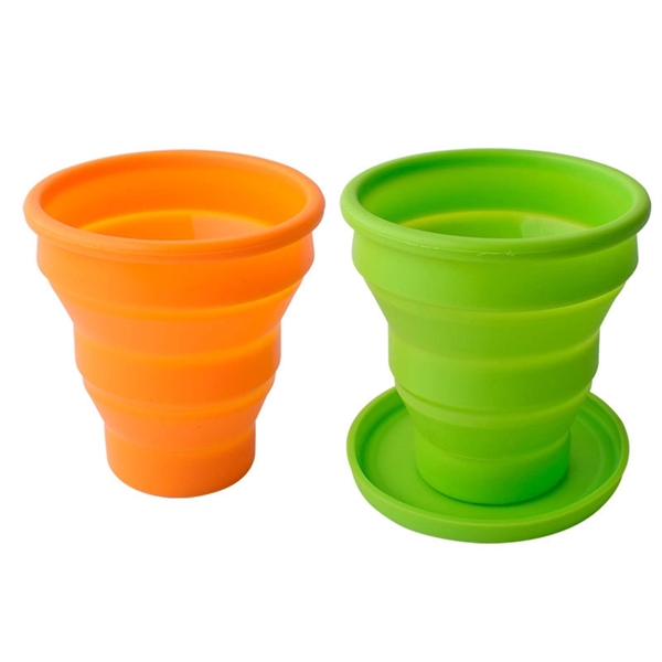 6" Silicone Collapsible Water Cup with Lid - 6" Silicone Collapsible Water Cup with Lid - Image 2 of 2