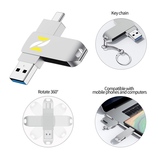 Type-c Mobile Phone Computer Dual-Use Metal Flash Drive - Type-c Mobile Phone Computer Dual-Use Metal Flash Drive - Image 0 of 2