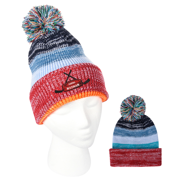 Aura Pom Beanie With Cuff - Aura Pom Beanie With Cuff - Image 0 of 4