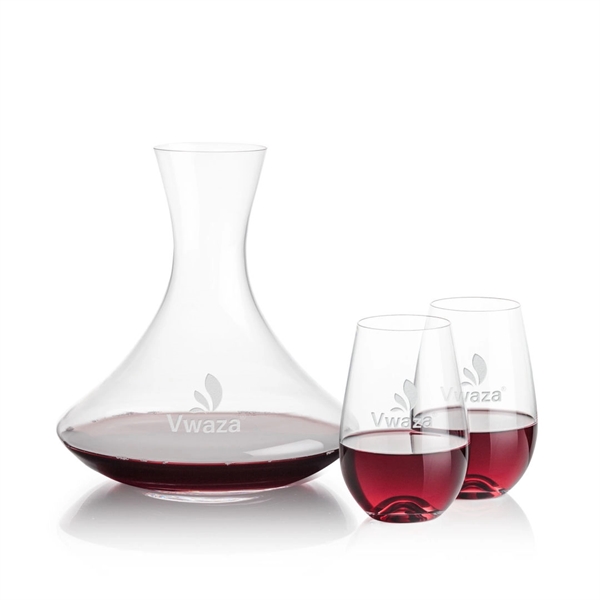 Custom Senderwood Carafe & Boston Stemless Wine