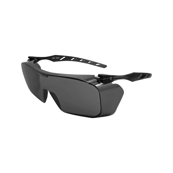 Over-The-Glass Smoke Lens, Frosted Gray Frame Safety Glasses - Over-The-Glass Smoke Lens, Frosted Gray Frame Safety Glasses - Image 0 of 3