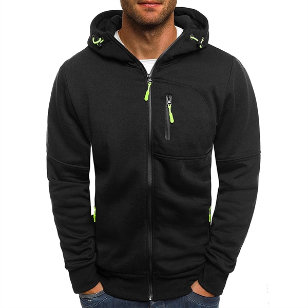 Jacquard Cardigan Hooded Jacket For Men's Sports Fitness - Jacquard Cardigan Hooded Jacket For Men's Sports Fitness - Image 1 of 4