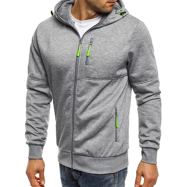 Jacquard Cardigan Hooded Jacket For Men's Sports Fitness - Jacquard Cardigan Hooded Jacket For Men's Sports Fitness - Image 2 of 4