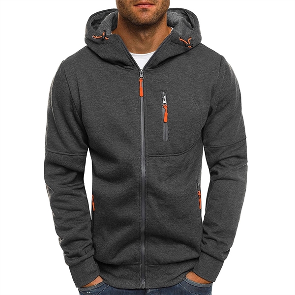 Jacquard Cardigan Hooded Jacket For Men's Sports Fitness - Jacquard Cardigan Hooded Jacket For Men's Sports Fitness - Image 3 of 4