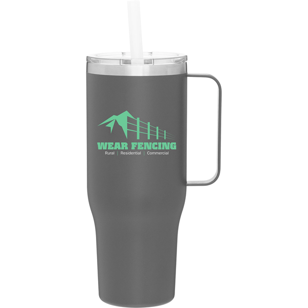 40 oz Denali Stainless Steel Insulated Travel Mug w/Straw - 40 oz Denali Stainless Steel Insulated Travel Mug w/Straw - Image 4 of 5