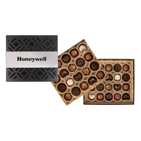 Gourmet Chocolate Truffles Gift Box Silver Band - 40 pc - Gourmet Chocolate Truffles Gift Box Silver Band - 40 pc - Image 0 of 6