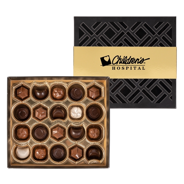 Gourmet Chocolate Truffles Gift Box Gold Band - 20 pc