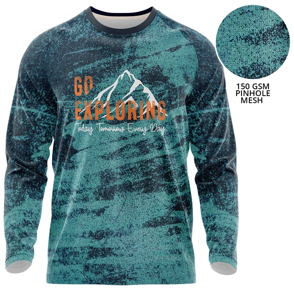 Unisex 150 GSM Pinhole Mesh Performance Long Sleeve T-Shirt - Unisex 150 GSM Pinhole Mesh Performance Long Sleeve T-Shirt - Image 0 of 3